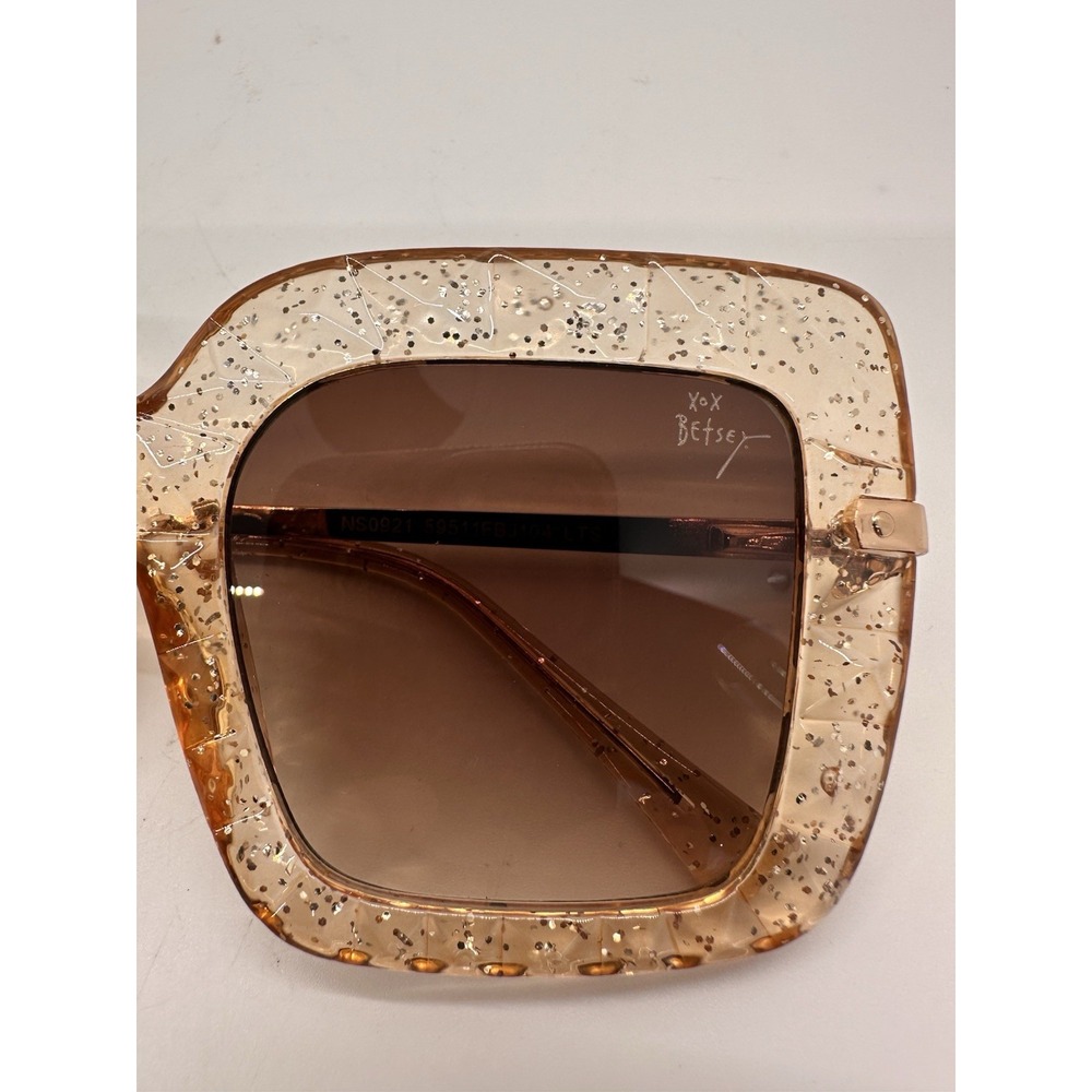 Betsey Johnson Glitter Sunglasses Swiftie Showgirl Era Oversized Square Glam - Picture 2 of 10
